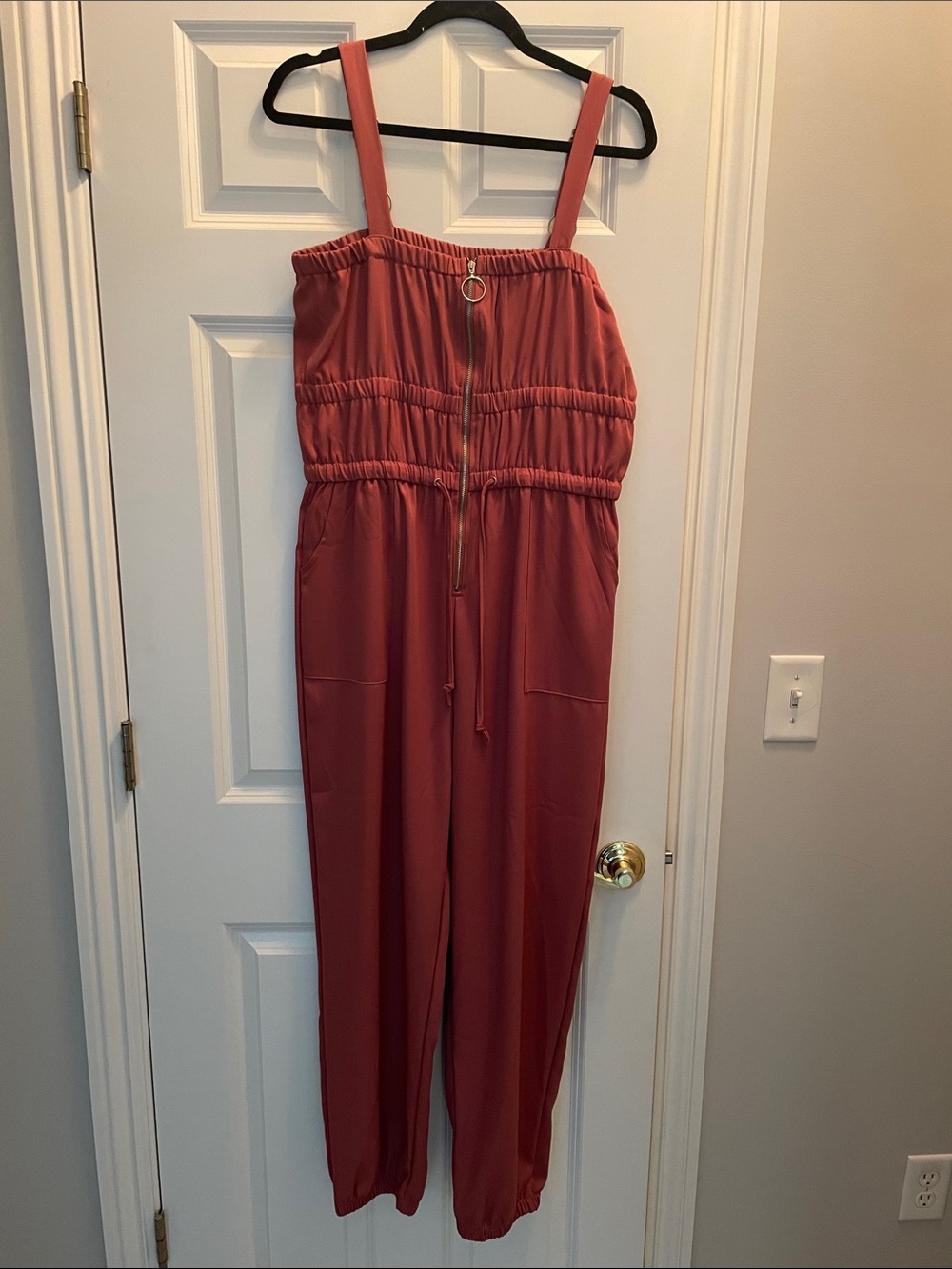Women’s Rust Jumpsuit with Adjustable Waist